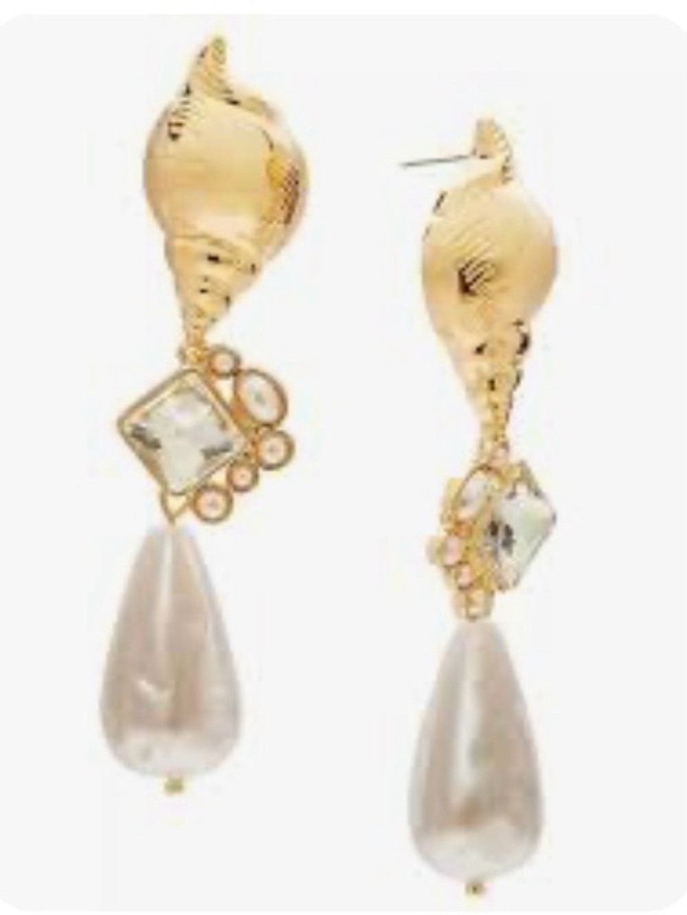 I.N.C. International Concepts Gold-Tone Crystal & Imitation Pearl Shell Earring
